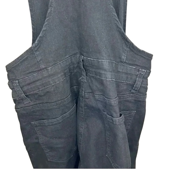 2/$30 American Bazi Size Small Bib Overalls Women Black Distressed Denim Jean - Picture 3 of 10